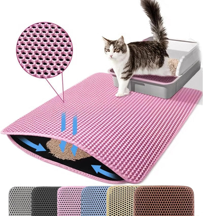 Tapis de Litière Double Couche pour Chat — Antidérapant, Imperméable & Facile à Nettoyer